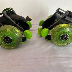 Yvolution Neon Green and Black Street Rollers Skates Adjustable Light Up Wheels